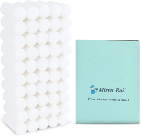 689c52258e5fa0fbbac67ab1fa10dcd1355bfd528312c88a5a0df.jpg Mister Rui 10 Pack 4 Inch High Density Foam Paint Roller Covers - Small Mini Rollers for Painting Walls, Cabinets, Cupboards, Doors