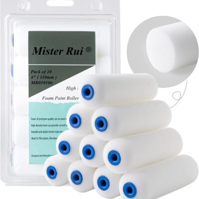 689c524a13ab619c7f76c37a491c06ca5efa71e5d987656528de9.jpg Mister Rui 10 Pack 4 Inch High Density Foam Paint Roller Covers - Small Mini Rollers for Painting Walls, Cabinets, Cupboards, Doors
