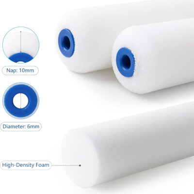 689c524f9ce337465c88f0d033b68c25c63d0ef9e6d98079faefe.jpg Mister Rui 10 Pack 4 Inch High Density Foam Paint Roller Covers - Small Mini Rollers for Painting Walls, Cabinets, Cupboards, Doors