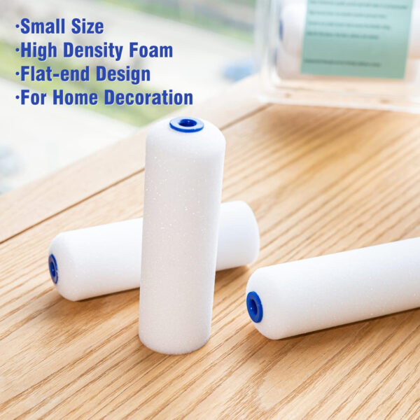 689c52514fba87b153aaa4ff4b6e5590fcf5c060ff174e562dbde.jpg Mister Rui 10 Pack 4 Inch High Density Foam Paint Roller Covers - Small Mini Rollers for Painting Walls, Cabinets, Cupboards, Doors