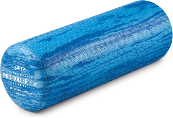 OPTP PRO-Roller Soft Density Foam Roller – Low Density Soft Foam Roller for Physical Therapy, Pilates, Yoga Foam Roll Exercises, and Muscle Recovery - Blue 18" x 6"