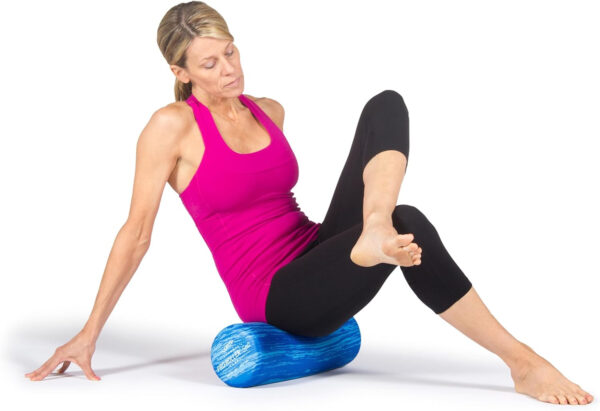 OPTP PRO-Roller Soft Density Foam Roller – Low Density Soft Foam Roller for Physical Therapy, Pilates, Yoga Foam Roll Exercises, and Muscle Recovery - Blue 18" x 6"