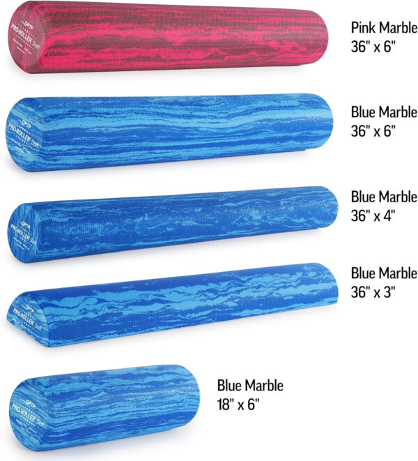 OPTP PRO-Roller Soft Density Foam Roller – Low Density Soft Foam Roller for Physical Therapy, Pilates, Yoga Foam Roll Exercises, and Muscle Recovery - Blue 18" x 6"