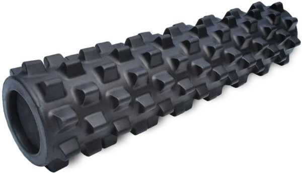 RumbleRoller - Extra Firm Textured Muscle Foam Roller Manipulates Soft Tissue Like A Massage Therapist (Black, Compact)