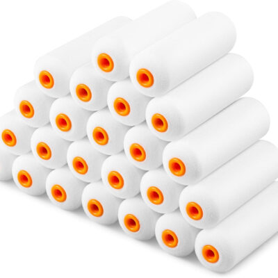 VOOMEY Mini Paint Roller Covers，High Density Foam Paint Roller，4 Inch Foam Roller Paint, 24 Pack,Fits All Flat Surfaces, Including Kitchen Cabinets, Doors, Tables, Etc.