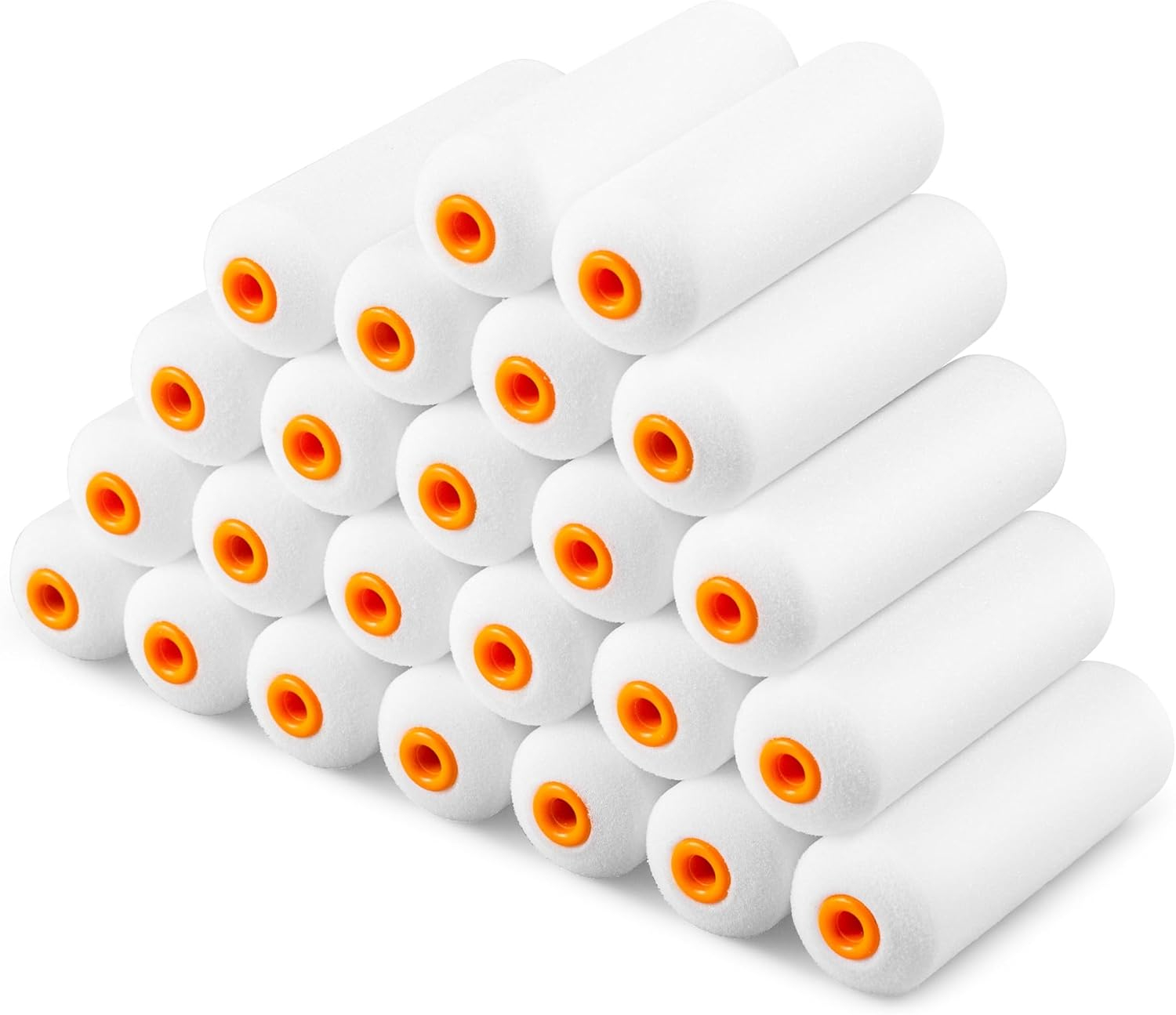 VOOMEY Mini Paint Roller Covers，High Density Foam Paint Roller，4 Inch Foam Roller Paint, 24 Pack,Fits All Flat Surfaces, Including Kitchen Cabinets, Doors, Tables, Etc.