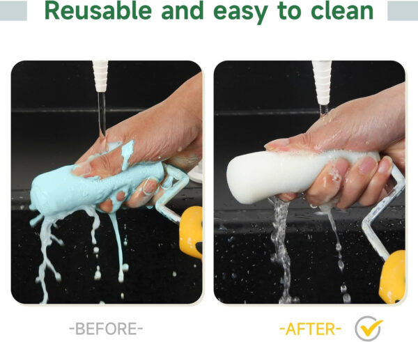 VOOMEY Mini Paint Roller Covers，High Density Foam Paint Roller，4 Inch Foam Roller Paint, 24 Pack,Fits All Flat Surfaces, Including Kitchen Cabinets, Doors, Tables, Etc.