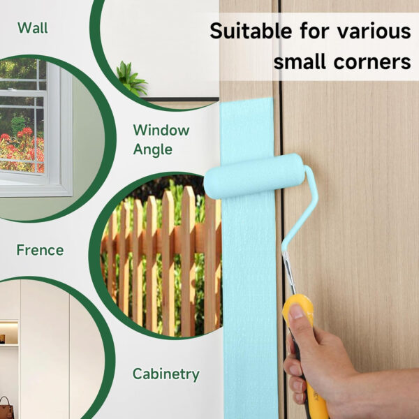 VOOMEY Mini Paint Roller Covers，High Density Foam Paint Roller，4 Inch Foam Roller Paint, 24 Pack,Fits All Flat Surfaces, Including Kitchen Cabinets, Doors, Tables, Etc.