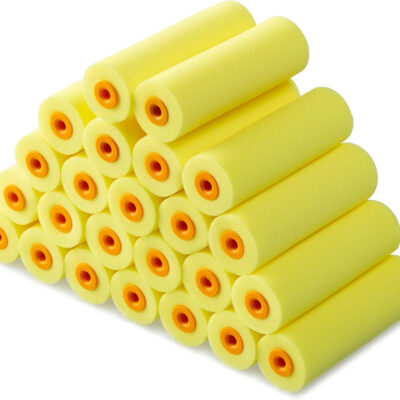 VOOMEY Mini Paint Roller Covers，High Density Foam Paint Roller，4 Inch Foam Roller Paint, 24 Pack,Fits All Flat Surfaces, Including Kitchen Cabinets, Doors, Tables, Etc.