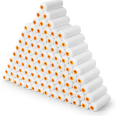 VOOMEY Mini Paint Roller Covers，High Density Foam Paint Roller，4 Inch Foam Roller Paint, 24 Pack,Fits All Flat Surfaces, Including Kitchen Cabinets, Doors, Tables, Etc.