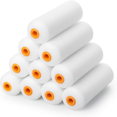 VOOMEY Mini Paint Roller Covers，High Density Foam Paint Roller，4 Inch Foam Roller Paint, 24 Pack,Fits All Flat Surfaces, Including Kitchen Cabinets, Doors, Tables, Etc.