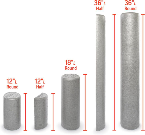 OPTP Silver AXIS Foam Roller, Moderate Density for Sports Medicine, Physical Therapy, Pilates, Yoga - Myofascial Release on Trigger Points (Silver Moderate Density, 36" x 6" Round)