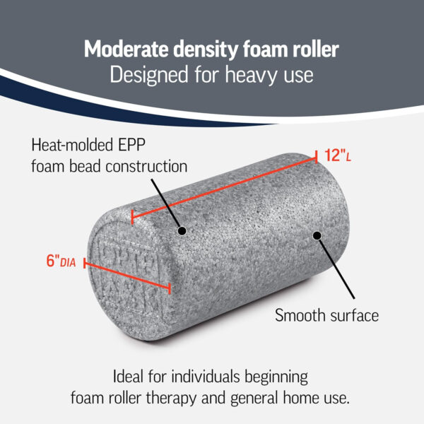 OPTP Silver AXIS Foam Roller, Moderate Density for Sports Medicine, Physical Therapy, Pilates, Yoga - Myofascial Release on Trigger Points (Silver Moderate Density, 36" x 6" Round)