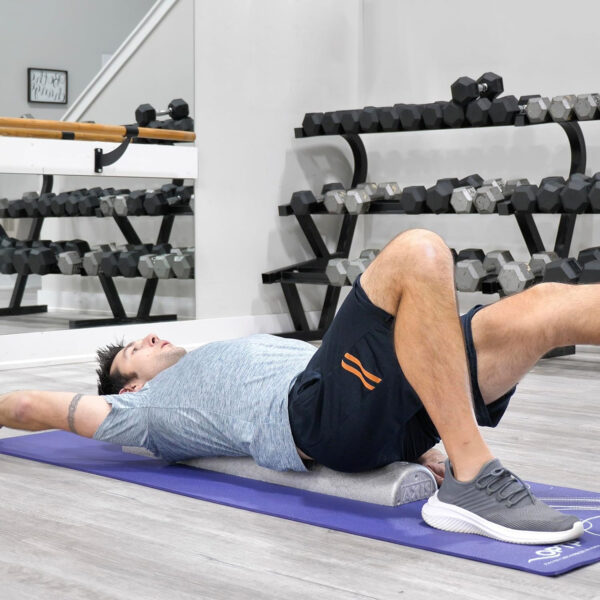 OPTP Silver AXIS Foam Roller, Moderate Density for Sports Medicine, Physical Therapy, Pilates, Yoga - Myofascial Release on Trigger Points (Silver Moderate Density, 36" x 6" Round)