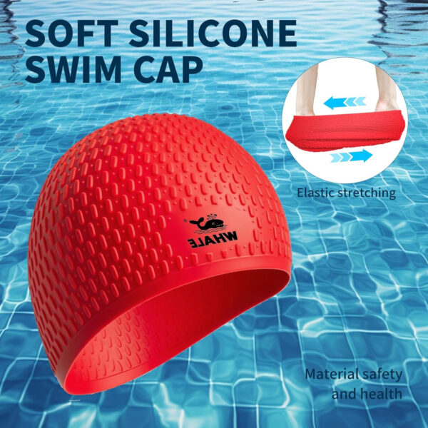 689c561f14e5e7342d13ef345bd342783f059c65e402a5628d665.jpg Large Swim Cap Silicone Swim Cap Keep Your Hair Dry While Swimming