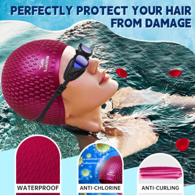 689c56260ad092760fe198a804eff0ab10a0245726fe9e8c038c5.jpg Large Swim Cap Silicone Swim Cap Keep Your Hair Dry While Swimming