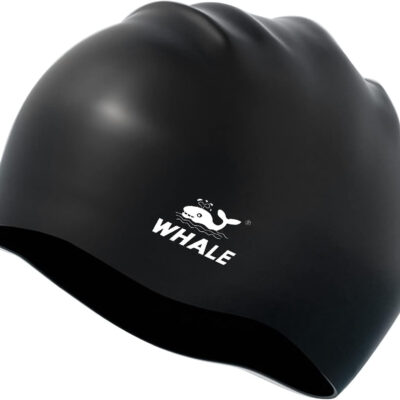 WHALE Extra Large Swim Cap for Women Men, Durable Silicone Swimming Hat with Ear Protection, Unisex Adults Bath Swimming Caps for Long Thick Curly Hair & Dreadlocks Braids Weaves Afro Hair