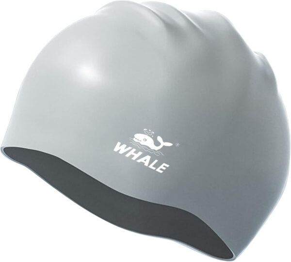 WHALE Extra Large Swim Cap for Women Men, Durable Silicone Swimming Hat with Ear Protection, Unisex Adults Bath Swimming Caps for Long Thick Curly Hair & Dreadlocks Braids Weaves Afro Hair