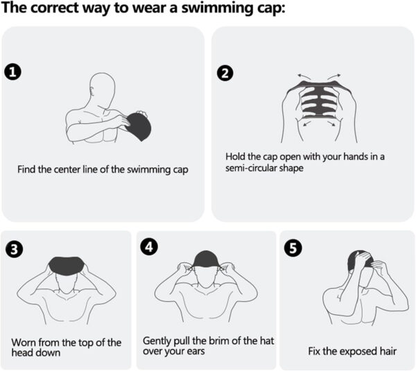 Silicone Swim Cap - Waterproof Non-Slip High Elasticity - Keeps Hair Dry Perfect for Men and Women Large Swimming Cap