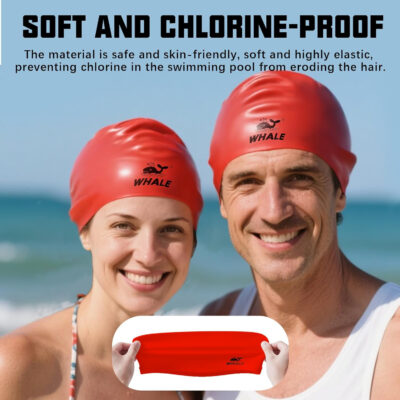 Silicone Swim Cap - Waterproof Non-Slip High Elasticity - Keeps Hair Dry Perfect for Men and Women Large Swimming Cap