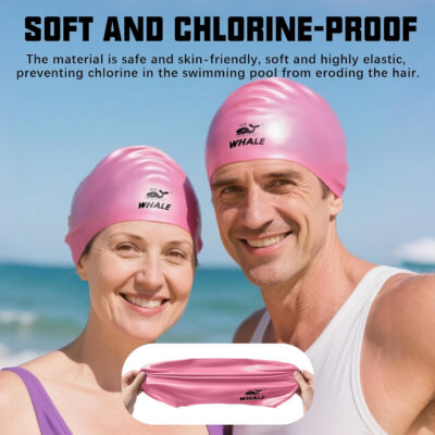 Silicone Swim Cap - Waterproof Non-Slip High Elasticity - Keeps Hair Dry Perfect for Men and Women Large Swimming Cap