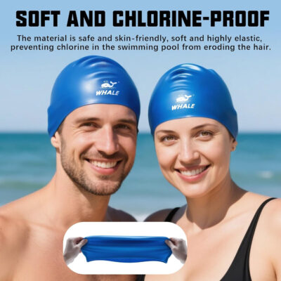 Silicone Swim Cap - Waterproof Non-Slip High Elasticity - Keeps Hair Dry Perfect for Men and Women Large Swimming Cap