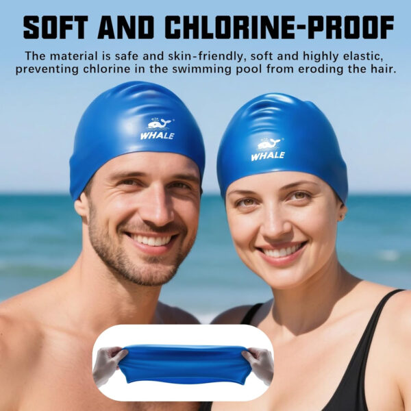 Silicone Swim Cap - Waterproof Non-Slip High Elasticity - Keeps Hair Dry Perfect for Men and Women Large Swimming Cap