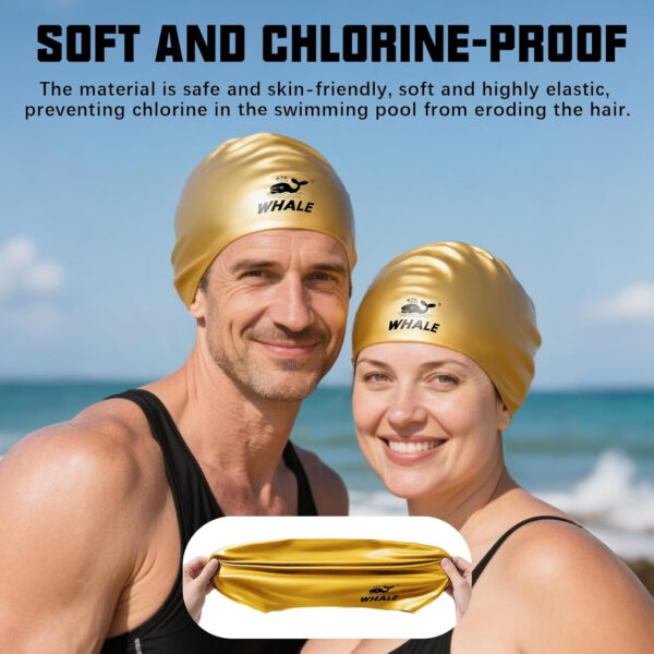 Silicone Swim Cap - Waterproof Non-Slip High Elasticity - Keeps Hair Dry Perfect for Men and Women Large Swimming Cap