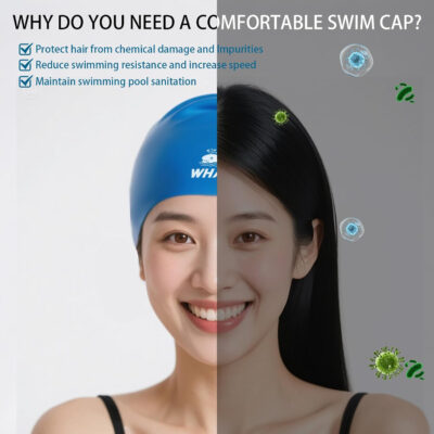 Silicone Swim Cap - Waterproof Non-Slip High Elasticity - Keeps Hair Dry Perfect for Men and Women Large Swimming Cap