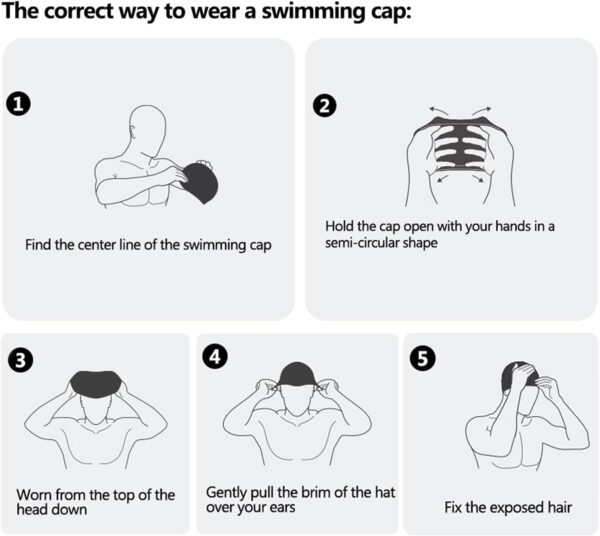 Silicone Swim Cap - Waterproof Non-Slip High Elasticity - Keeps Hair Dry Perfect for Men and Women Large Swimming Cap