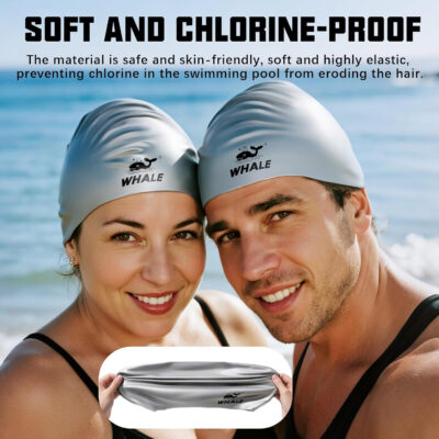 Silicone Swim Cap - Waterproof Non-Slip High Elasticity - Keeps Hair Dry Perfect for Men and Women Large Swimming Cap
