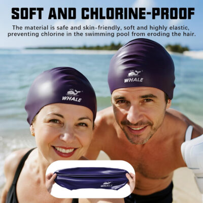 Silicone Swim Cap - Waterproof Non-Slip High Elasticity - Keeps Hair Dry Perfect for Men and Women Large Swimming Cap