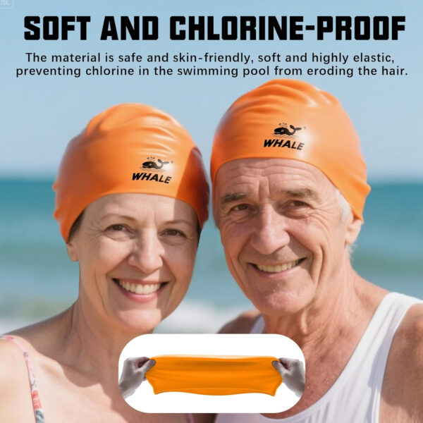 Silicone Swim Cap - Waterproof Non-Slip High Elasticity - Keeps Hair Dry Perfect for Men and Women Large Swimming Cap
