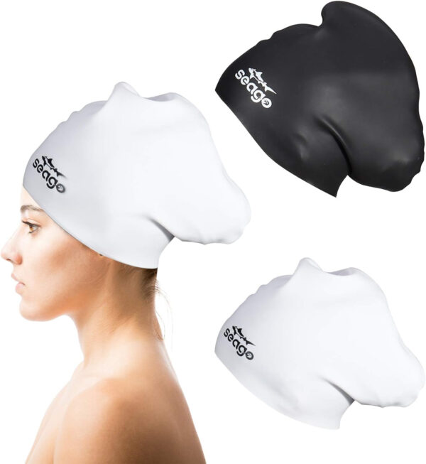689c6058955783791c5c42aea87d7cc7d4505e688b50680be8f2a.jpg Swim Cap Long Hair 2 Pack Swimming Caps for Women Silicone Swim Caps Keep Hair Dry Waterproof Comfortable Flexible Durable Bathing Cap Tear-Proof Design Large Women Adult Swimming Cap 10+ Years Girls