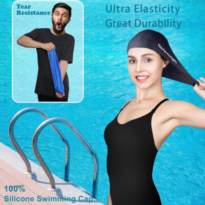 689c605e46a28316f4631f1f49a6d72723483d9364d1101be7bb4.jpg Swim Cap Long Hair 2 Pack Swimming Caps for Women Silicone Swim Caps Keep Hair Dry Waterproof Comfortable Flexible Durable Bathing Cap Tear-Proof Design Large Women Adult Swimming Cap 10+ Years Girls