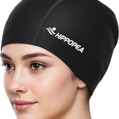 689c60f076547bcede607bb2f518e9fbee01745609279c09a5f09.jpg Water Resistant Fabric Swim Cap with PU Coating Layer - Elastic Cloth Swimming Cap, Breathable, Lightweight & Comfortable for Women Men Boy Girl