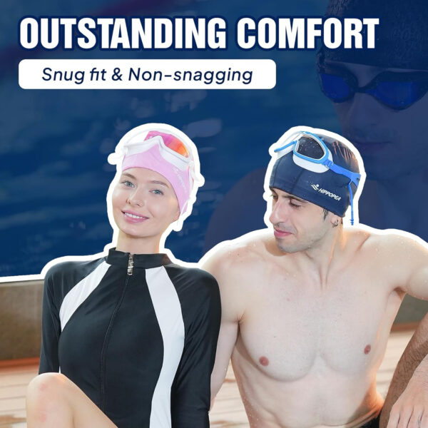 689c60f5cb41f8e2decee460d69efa8edeadfb4652a117d9ccf37.jpg Water Resistant Fabric Swim Cap with PU Coating Layer - Elastic Cloth Swimming Cap, Breathable, Lightweight & Comfortable for Women Men Boy Girl