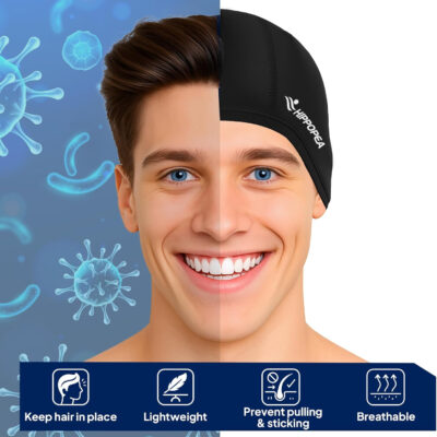689c60fd5aa98410093918c1bbe9e74ad1ca83126298d355dad8a.jpg Water Resistant Fabric Swim Cap with PU Coating Layer - Elastic Cloth Swimming Cap, Breathable, Lightweight & Comfortable for Women Men Boy Girl