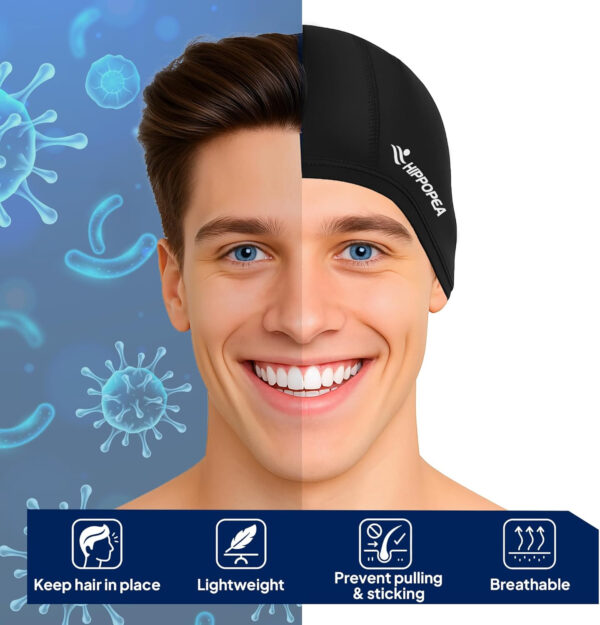 689c60fd5aa98410093918c1bbe9e74ad1ca83126298d355dad8a.jpg Water Resistant Fabric Swim Cap with PU Coating Layer - Elastic Cloth Swimming Cap, Breathable, Lightweight & Comfortable for Women Men Boy Girl