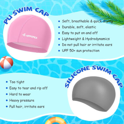 689c610889dda8cc843fb494adbaf38c3b62b7ae38c23f1352fa0.jpg Water Resistant Fabric Swim Cap with PU Coating Layer - Elastic Cloth Swimming Cap, Breathable, Lightweight & Comfortable for Women Men Boy Girl