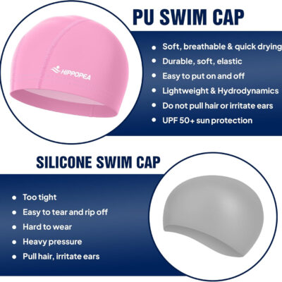689c6113b1fd91c2f3f1b87e0ca4a77723b6c4e314ba1f5c2d541.jpg Water Resistant Fabric Swim Cap with PU Coating Layer - Elastic Cloth Swimming Cap, Breathable, Lightweight & Comfortable for Women Men Boy Girl