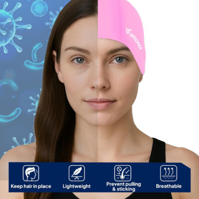 689c6115828feaa28e2055ec0dc1c79292a4f5d6284c9139159f7.jpg Water Resistant Fabric Swim Cap with PU Coating Layer - Elastic Cloth Swimming Cap, Breathable, Lightweight & Comfortable for Women Men Boy Girl
