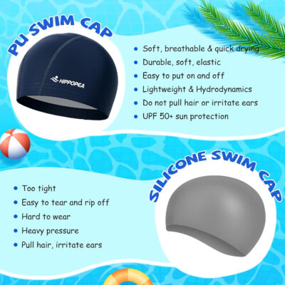 689c611ea58353162d405ecc97350fd13a4eec0020aadf4c6d300.jpg Water Resistant Fabric Swim Cap with PU Coating Layer - Elastic Cloth Swimming Cap, Breathable, Lightweight & Comfortable for Women Men Boy Girl