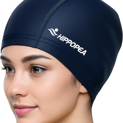 689c612840a597c24bbf6064bb75621610253a475d0a8ddcd7fdb.jpg Water Resistant Fabric Swim Cap with PU Coating Layer - Elastic Cloth Swimming Cap, Breathable, Lightweight & Comfortable for Women Men Boy Girl