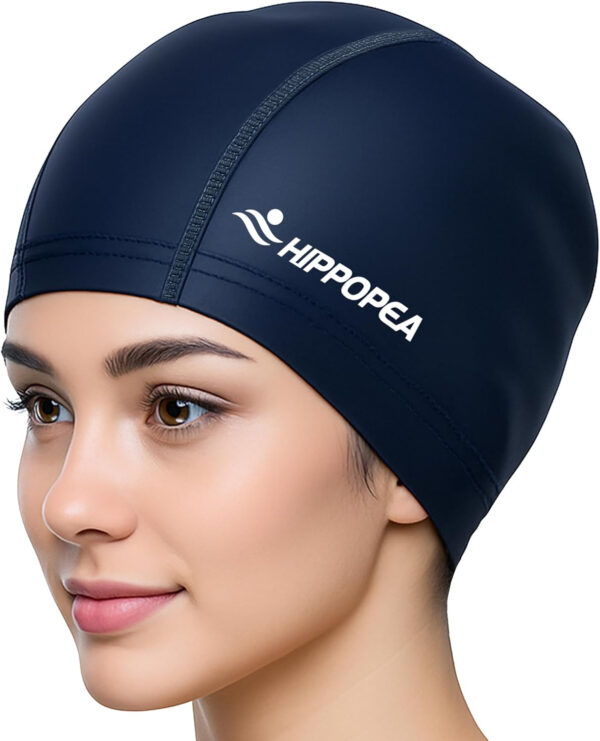 689c612840a597c24bbf6064bb75621610253a475d0a8ddcd7fdb.jpg Water Resistant Fabric Swim Cap with PU Coating Layer - Elastic Cloth Swimming Cap, Breathable, Lightweight & Comfortable for Women Men Boy Girl