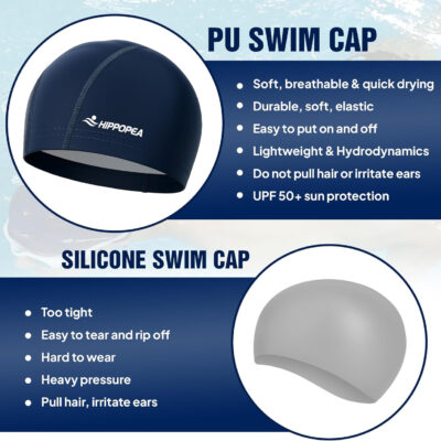 689c612bdc6e0d2ab0f50ffd7841f467f7c3ce26ed374f4ce6e4b.jpg Water Resistant Fabric Swim Cap with PU Coating Layer - Elastic Cloth Swimming Cap, Breathable, Lightweight & Comfortable for Women Men Boy Girl