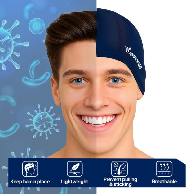 689c612db6037eb92ceda4a98bcbe1463be548da4c910e5cff281.jpg Water Resistant Fabric Swim Cap with PU Coating Layer - Elastic Cloth Swimming Cap, Breathable, Lightweight & Comfortable for Women Men Boy Girl