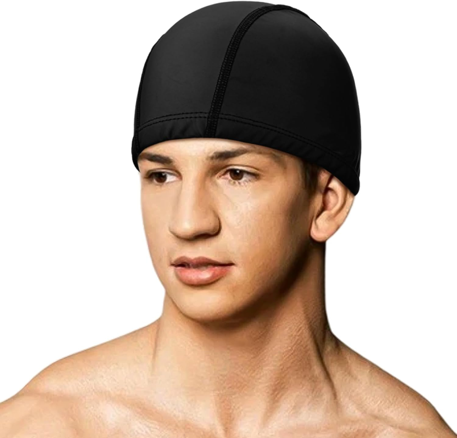 Swimming Caps for Men Women High Stretch Silicone Fabric Swim Caps Waterproof Layer Breathable Cloth Swimmings Cap Keep Hair Dry with Lightweight Comfortable for Pool Beach Lap Kid Black 9.25 × 6.30 “
