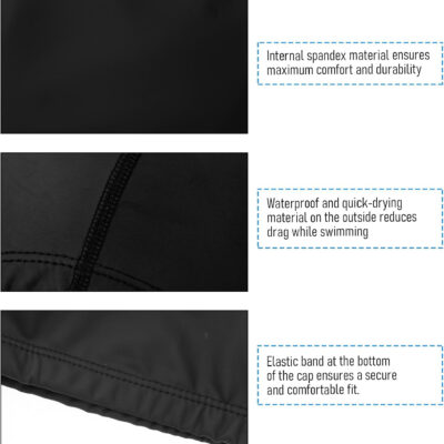 689c614c6651942d67a5983edf584c38069fd339643891754c57a.jpg Swimming Caps for Men Women High Stretch Silicone Fabric Swim Caps Waterproof Layer Breathable Cloth Swimmings Cap Keep Hair Dry with Lightweight Comfortable for Pool Beach Lap Kid Black 9.25 × 6.30 “