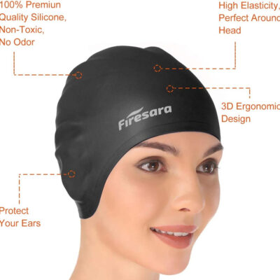 689c6166d0520ba38a811b9c0f6bfaa69b21db4361f4f615d01e1.jpg Firesara Swim Cap, Original Updated Swimming Cap 3D Ergonomic Design Comfortable Durable Ear Protection for Women Kids Men Adults Boys Girls for Long or Short Hair with Nose Clip and Ear Plugs
